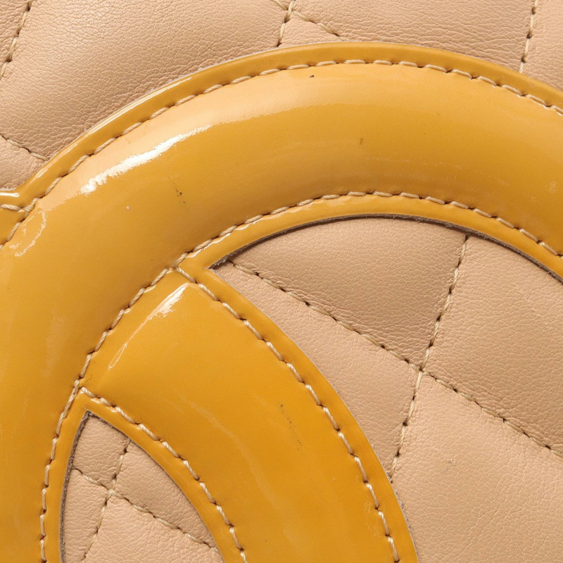 CHANEL Cambon Ligne 保齡球單肩包 A25171 漆皮米色 SHW CC Coco-6