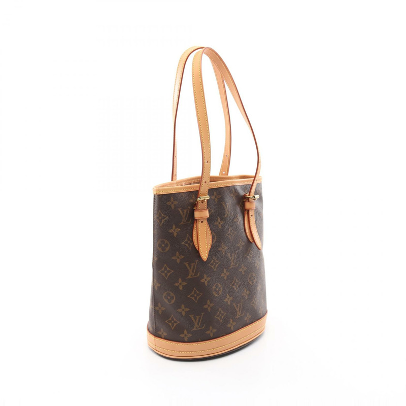 LOUIS VUITTON 水桶包 PM 單肩托特包 M42238 字母帆布 棕色 二手 LV-1