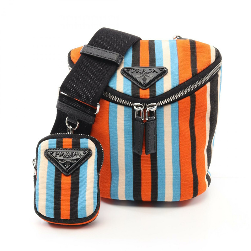 PRADA 肩斜背包 2VH147 帆布 Saffiano 皮革 多色 二手-0