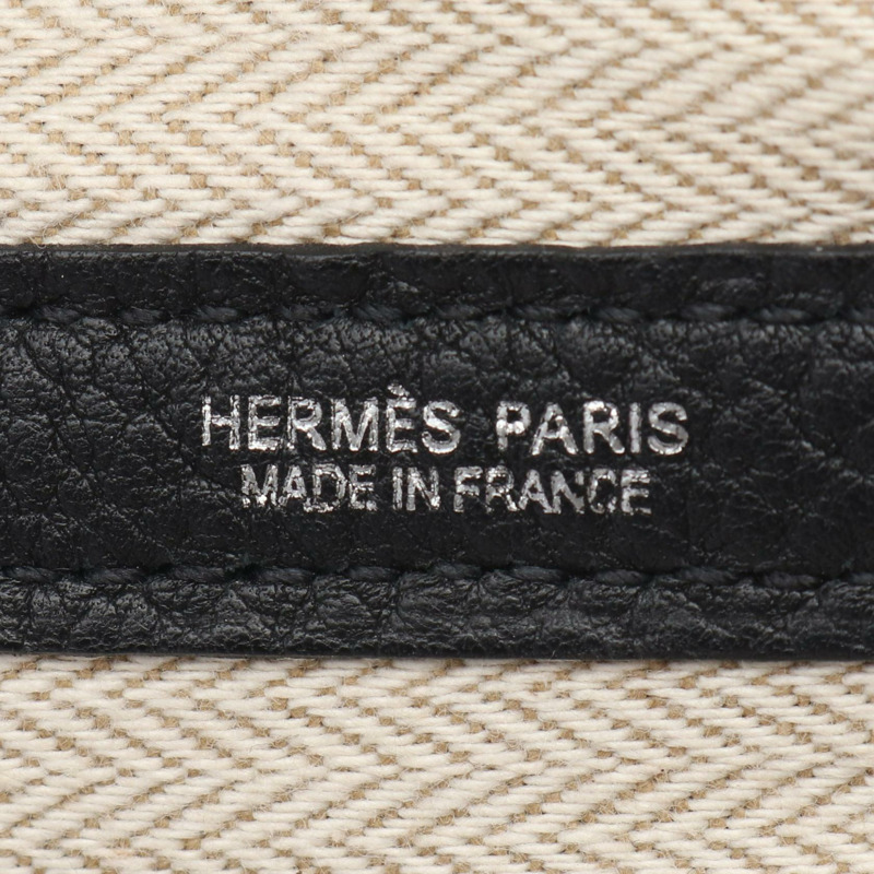 HERMES Garden party PM 手提包 Negonda 皮革 黑色 二手 女款 P SHW-3