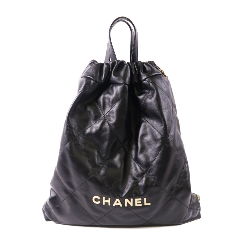 CHANEL 羊皮皮革C22 BackPack金扣鏈帶背包-0