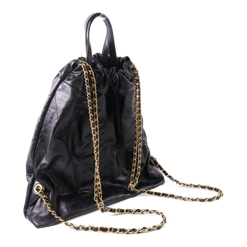 CHANEL 羊皮皮革C22 BackPack金扣鏈帶背包-7