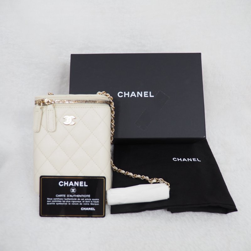 全新CHANEL 白金荔枝皮煙盒包-0
