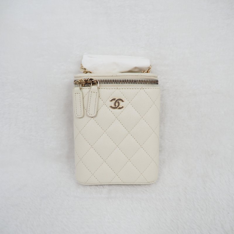 全新CHANEL 白金荔枝皮煙盒包-5