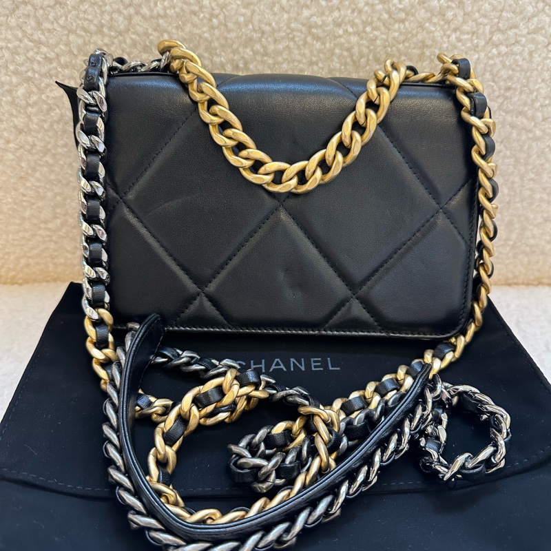 香奈兒19bag woc黑金鏈條包23年晶片-15