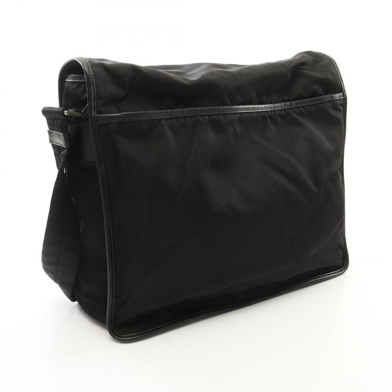PRADA VIAGGIO 斜背包 V158 尼龍 Saffiano 皮革 黑色 二手-1