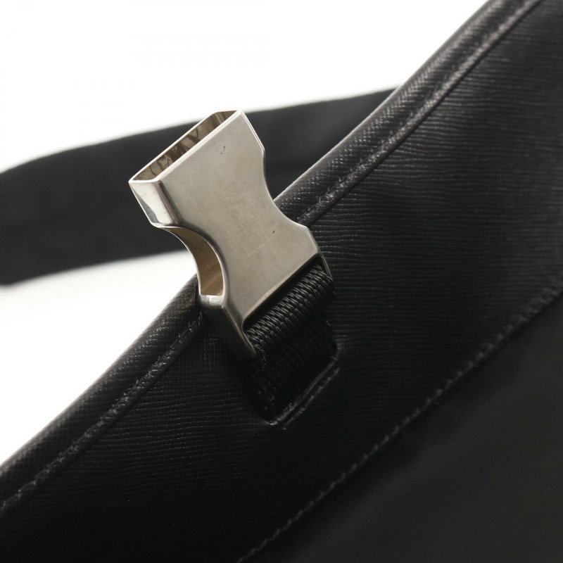 PRADA VIAGGIO 斜背包 V158 尼龍 Saffiano 皮革 黑色 二手-8