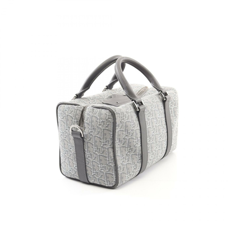 Christian Dior LINGOT26 Oblique 手提單肩斜背包 帆布皮革 灰色-1