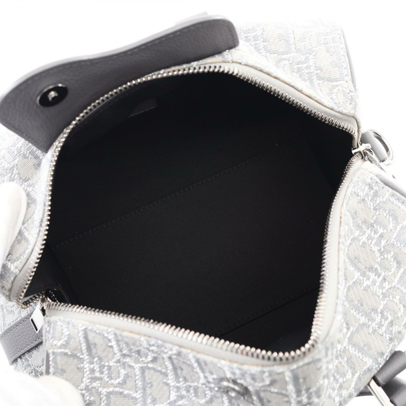 Christian Dior LINGOT26 Oblique 手提單肩斜背包 帆布皮革 灰色-2