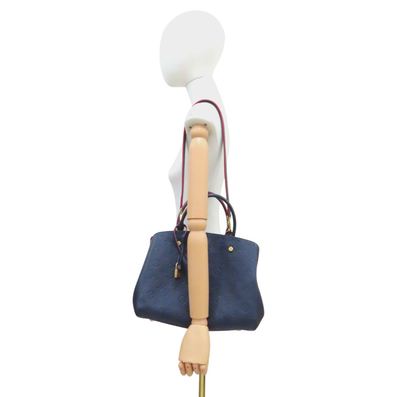 藍色壓花皮革 Montaigne MM 兩用包 M42746-9