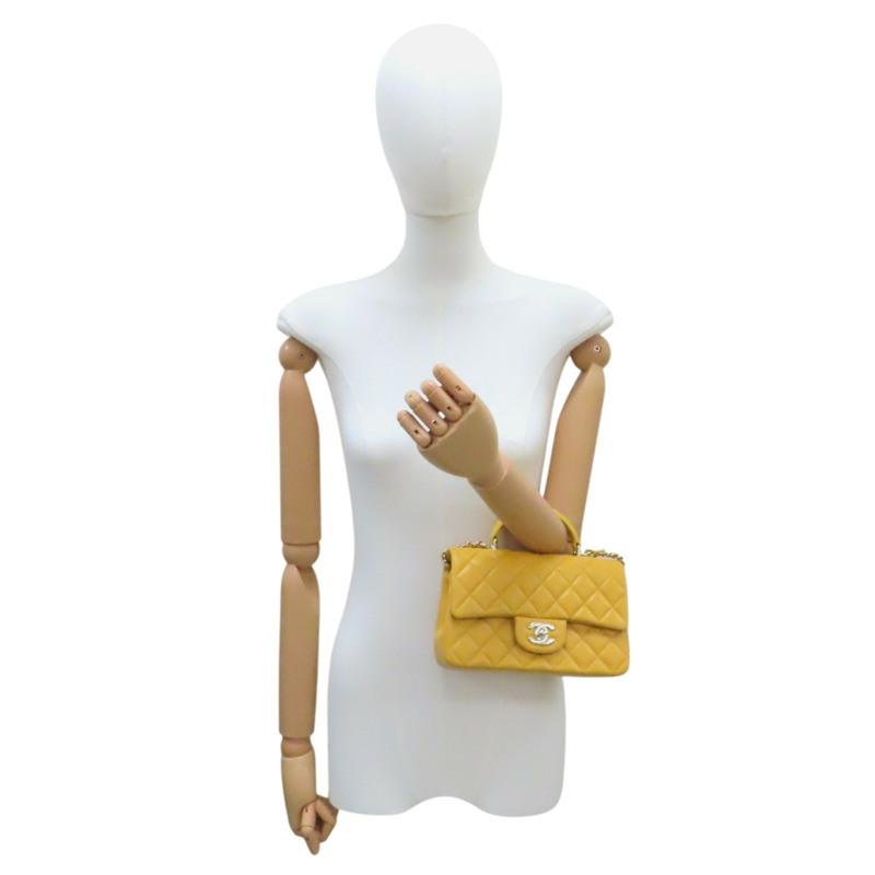 黃色 菱格紋皮革 COCO 20 兩用包【CHANEL 香奈兒】 AS2431-10