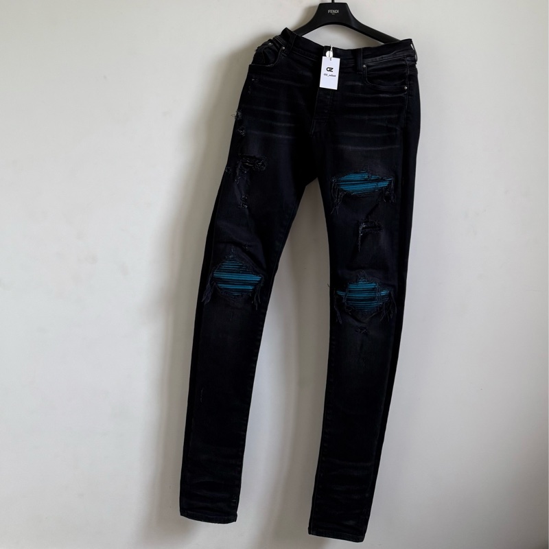 Amiri 破壞拼皮牛仔褲-4