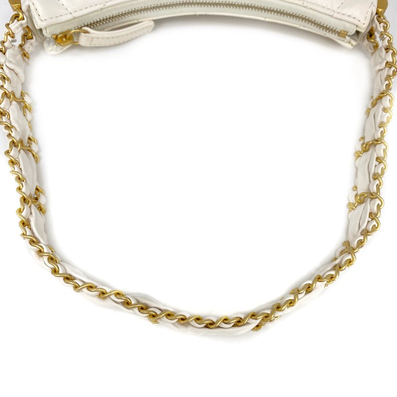 △ Chanel 香奈兒 Hobo White Calfskin Gold Tone Metal Chain Shoulder Bag AS4422 白色小牛皮金色金屬鏈條肩背袋 AS4422 -257009469-15