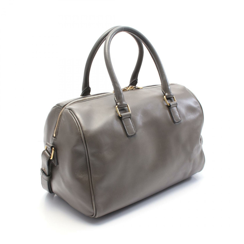 SAINT LAURENT PARIS 經典粗呢 6 兩用手提包 322049 皮革 灰色 二手 女士-1