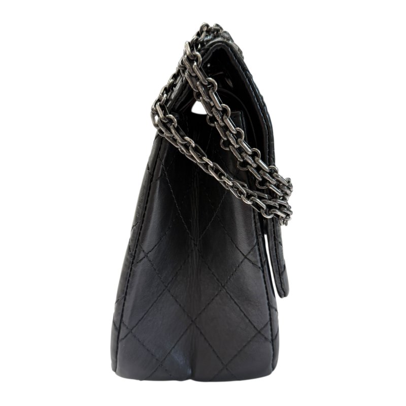 CHANEL 香奈兒 CHANEL 2.55 Large 銀釦 小羊皮 肩背包 黑色-3