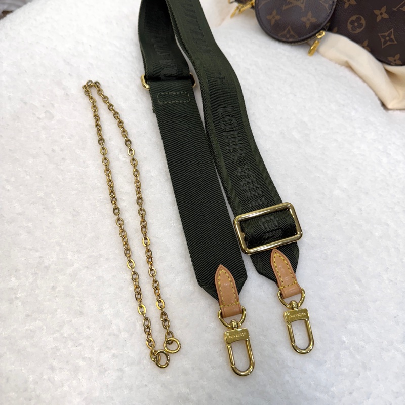 路易威登五合一麻將包LV原花綠背帶Pochette麻將包M44813-28