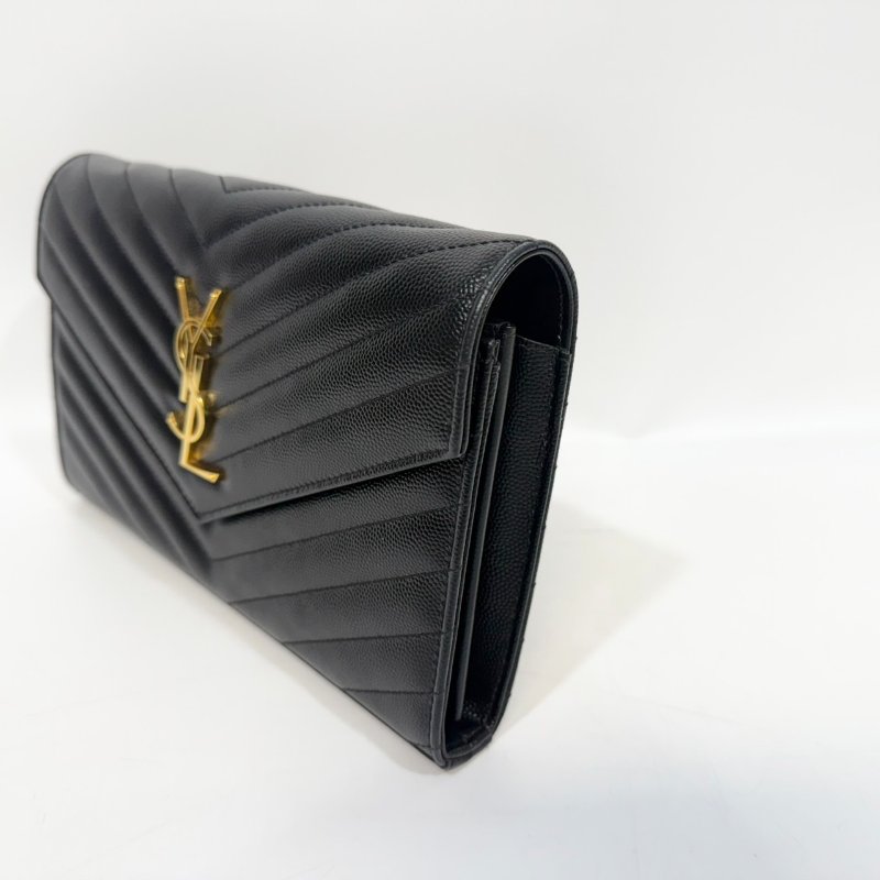 YSL黑金荔紋牛皮V型紋下蓋20卡WOC斜背包377828-3