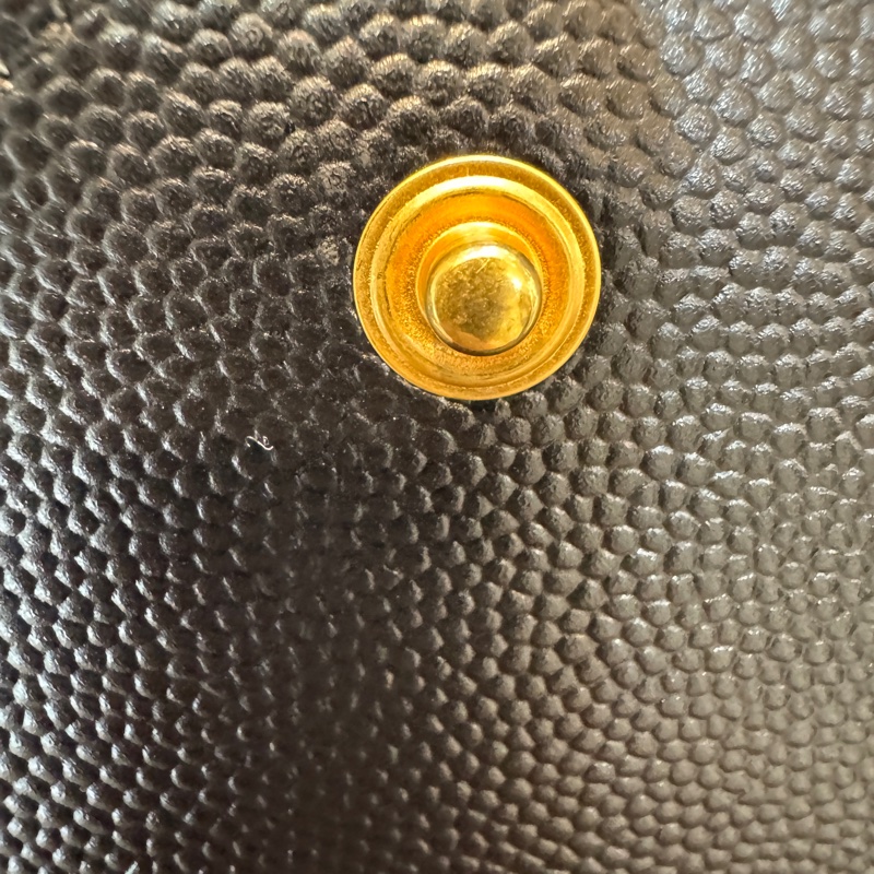 聖羅蘭信封包YSL黑金荔紋牛皮V型紋下蓋20卡WOC斜背包377828-14