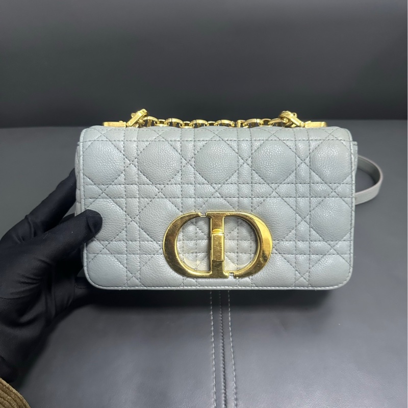 Dior Caro bag 小號 霧霾藍金扣-7