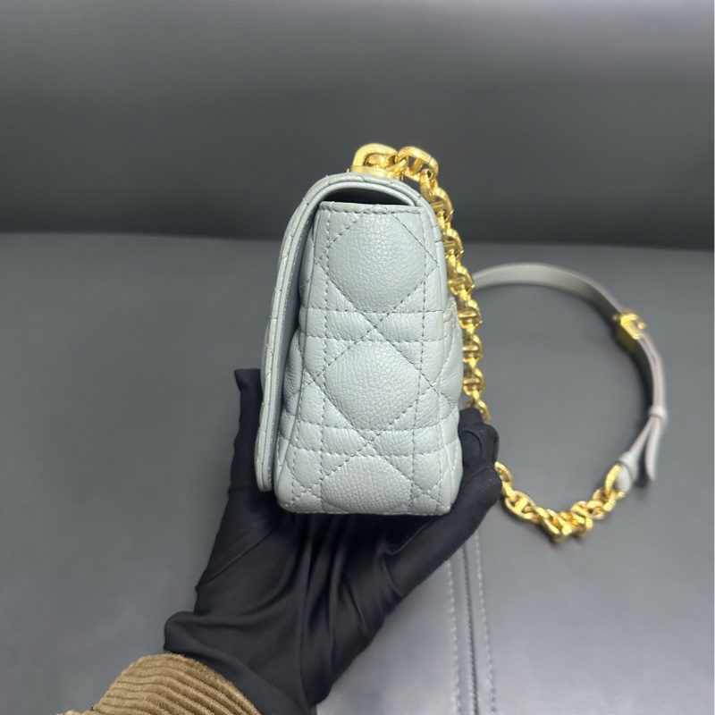 Dior Caro bag 小號 霧霾藍金扣-10