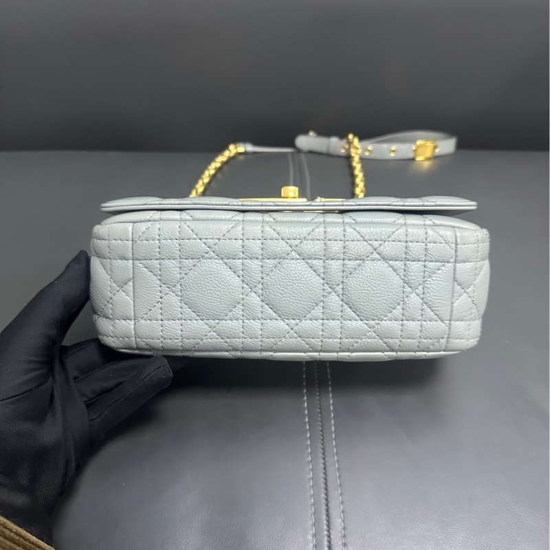 Dior Caro bag 小號 霧霾藍金扣-11
