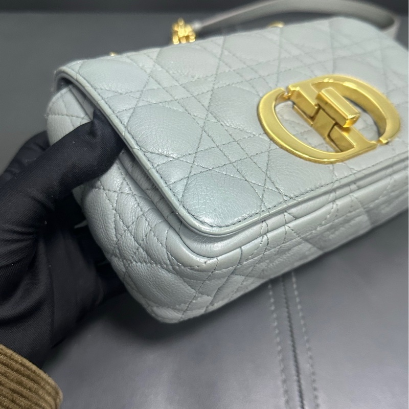 Dior Caro bag 小號 霧霾藍金扣-12