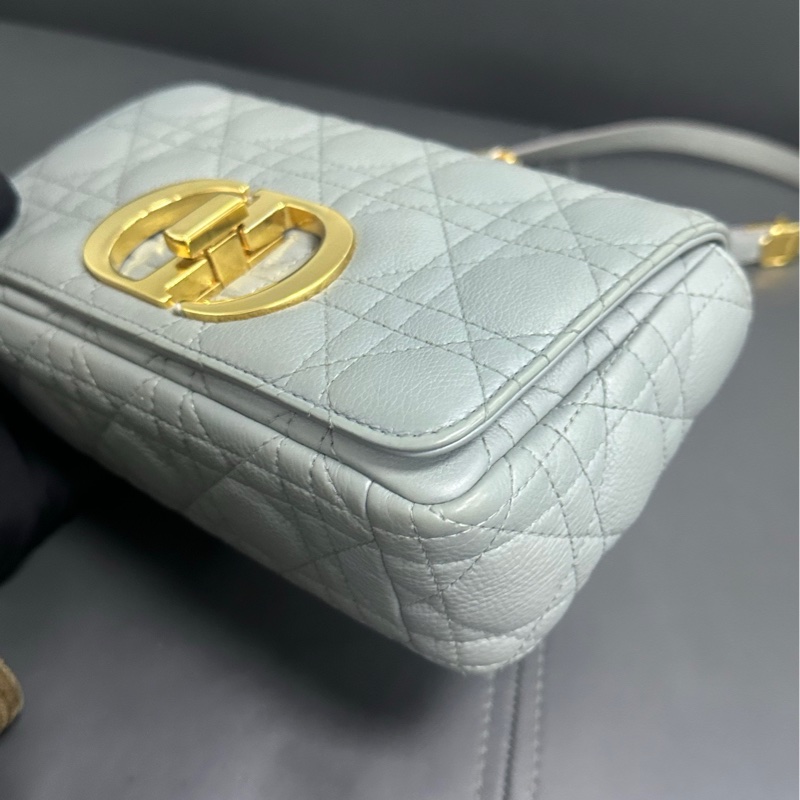 Dior Caro bag 小號 霧霾藍金扣-13