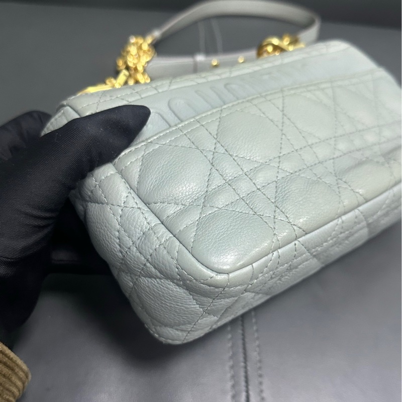 Dior Caro bag 小號 霧霾藍金扣-14