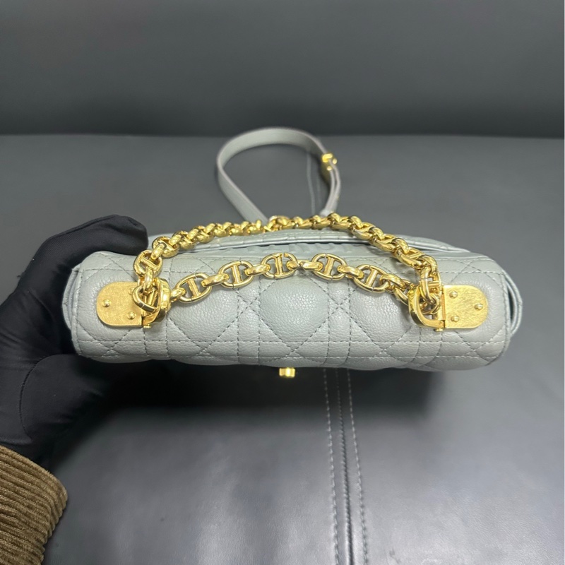 Dior Caro bag 小號 霧霾藍金扣-16