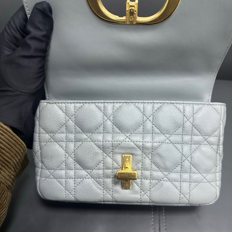 Dior Caro bag 小號 霧霾藍金扣-19
