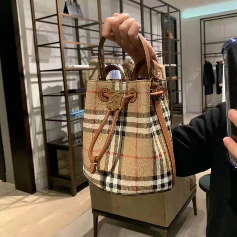 burberry格紋迷你水桶包手提包斜背包 全新-3