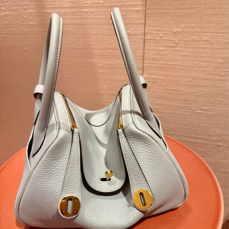 Hermès 愛瑪仕Lindy26包- K印2025年- 冰川藍（淺灰藍色）-9