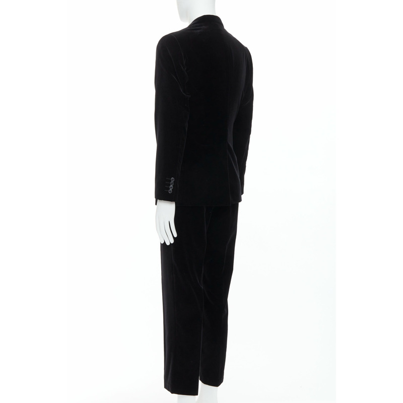 DOLCE GABBANA Martini Fit black cotton velvet blazer jacket pants suit IT48 M-4