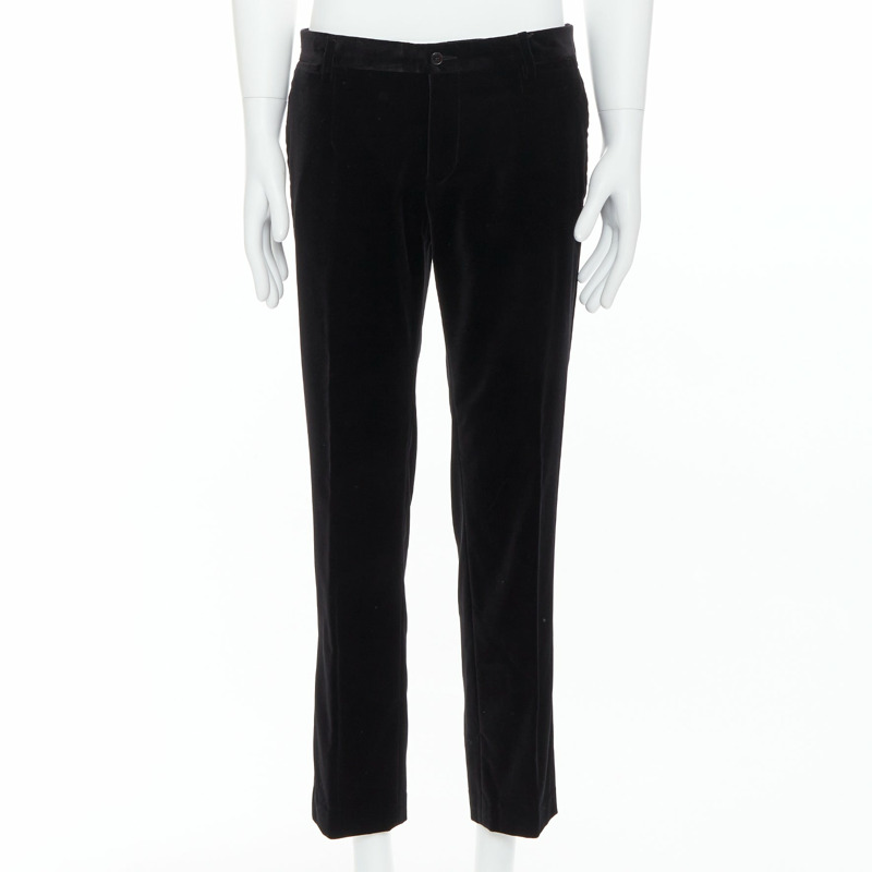DOLCE GABBANA Martini Fit black cotton velvet blazer jacket pants suit IT48 M-5