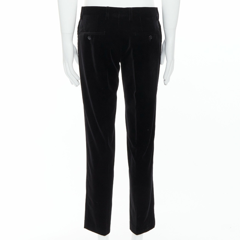 DOLCE GABBANA Martini Fit black cotton velvet blazer jacket pants suit IT48 M-6