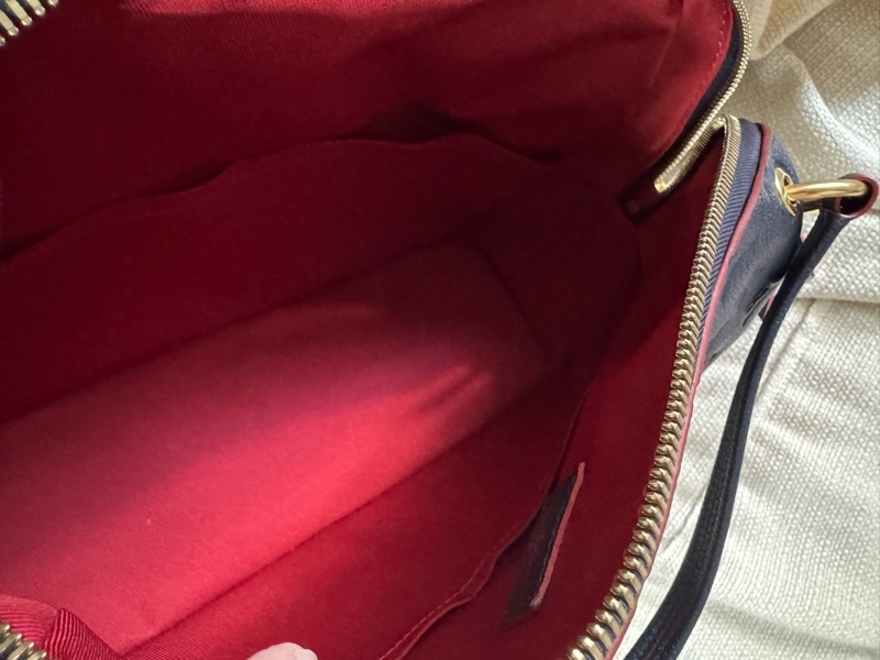 小巴黎二手名牌真品Lv 壓紋Logo 真皮 海軍藍 肩背 斜背 多用 有背帶-31