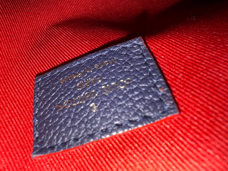 小巴黎二手名牌真品Lv 壓紋Logo 真皮 海軍藍 肩背 斜背 多用 有背帶-33