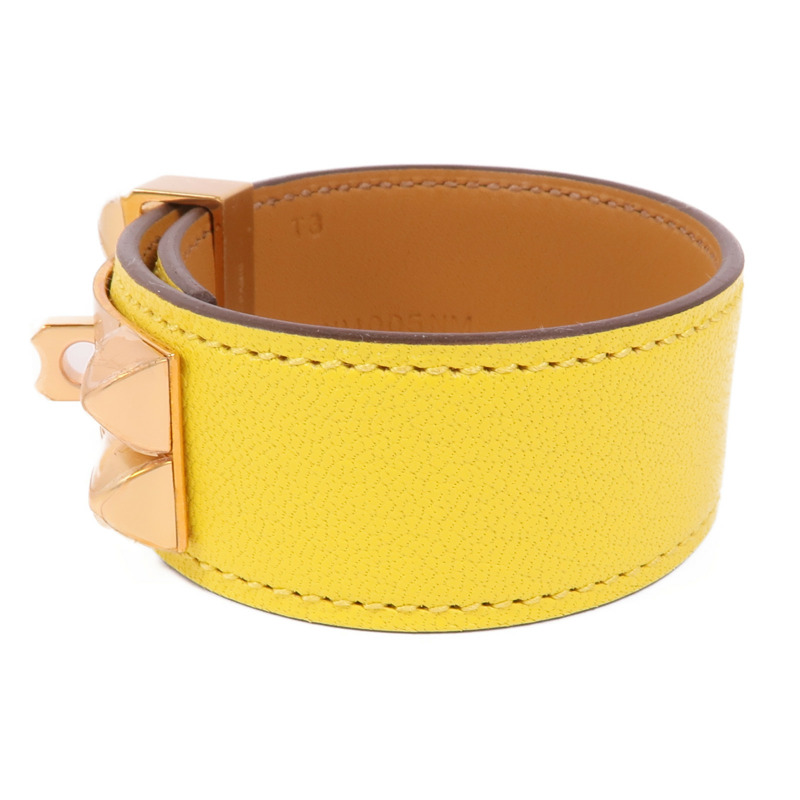 HERMES 【激減優惠】Swift皮革Collier de Chien bracelet金扣手鐲-1