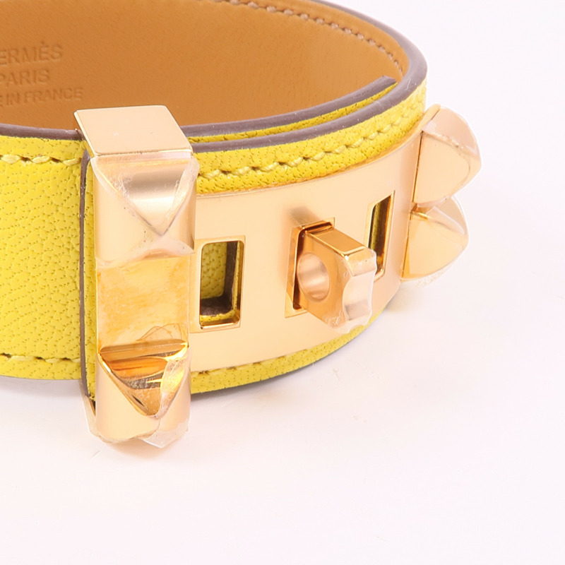 HERMES 【激減優惠】Swift皮革Collier de Chien bracelet金扣手鐲-4
