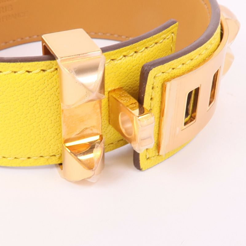 HERMES 【激減優惠】Swift皮革Collier de Chien bracelet金扣手鐲-5