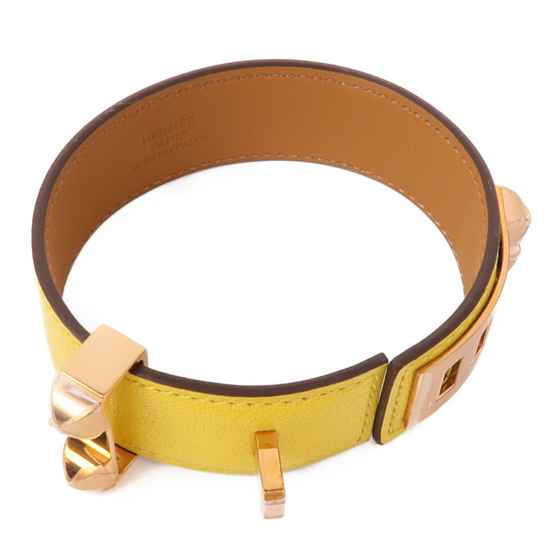 HERMES 【激減優惠】Swift皮革Collier de Chien bracelet金扣手鐲-6