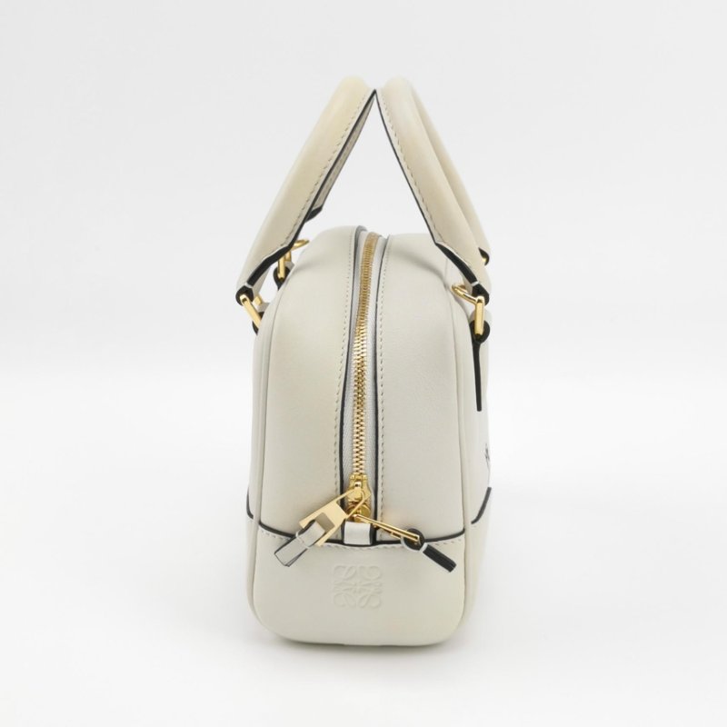 9❤Loewe Amazona16羅意威白色牛皮波士頓斜挎單肩包-2