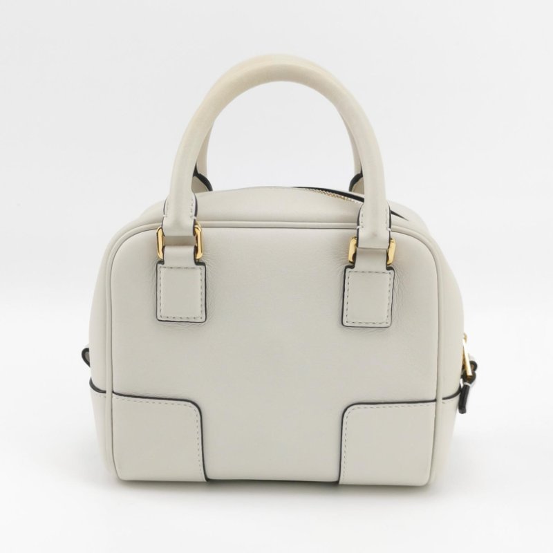 9❤Loewe Amazona16羅意威白色牛皮波士頓斜挎單肩包-3