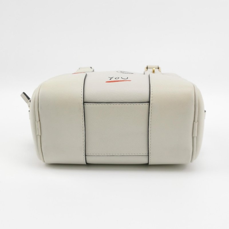 9❤Loewe Amazona16羅意威白色牛皮波士頓斜挎單肩包-4