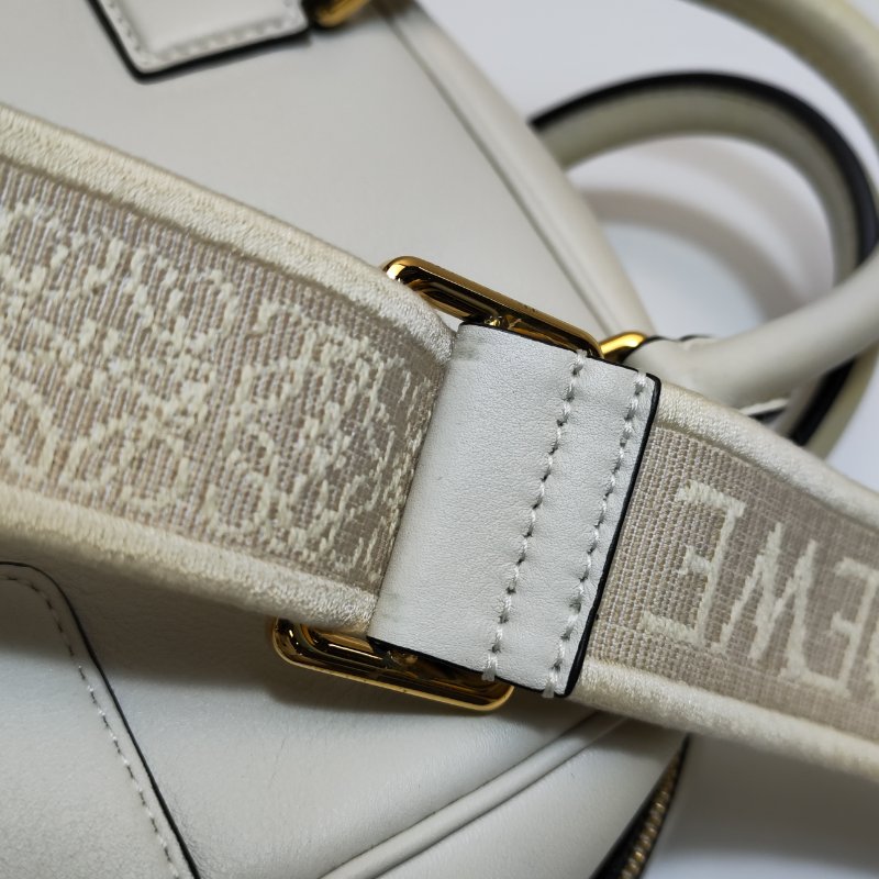 9❤Loewe Amazona16羅意威白色牛皮波士頓斜挎單肩包-10