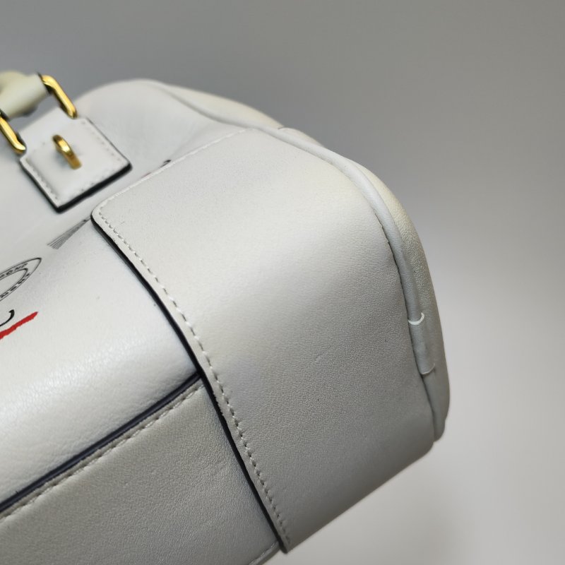 9❤Loewe Amazona16羅意威白色牛皮波士頓斜挎單肩包-12