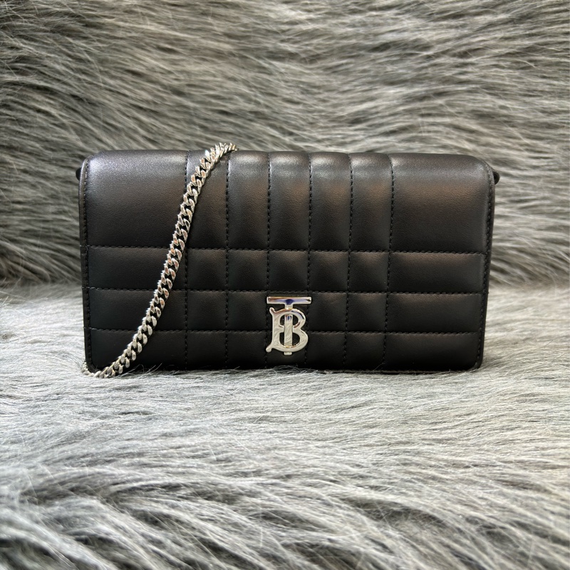 BURBERRY TB LOLA WOC 黑色羊皮 肩背包 斜背包 蘿納包 鏈子皮夾長夾 發財包-0