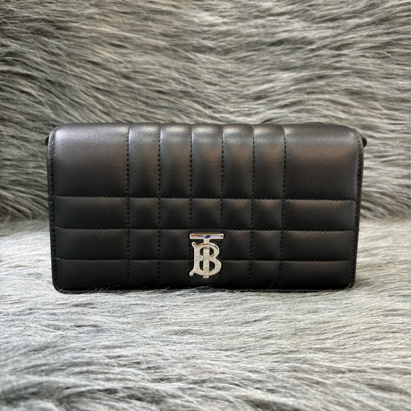 BURBERRY TB LOLA WOC 黑色羊皮 肩背包 斜背包 蘿納包 鏈子皮夾長夾 發財包-1