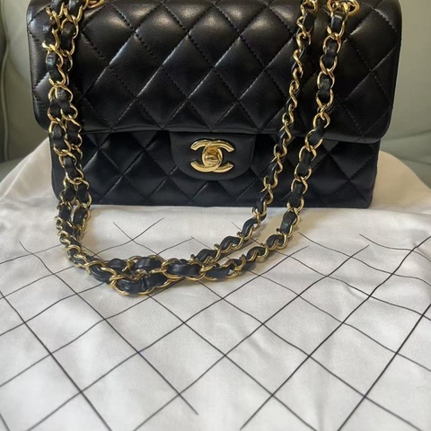 Chanel 香奈兒黑金羊皮CF小號~全套帶票24.11月票大全套可送禮