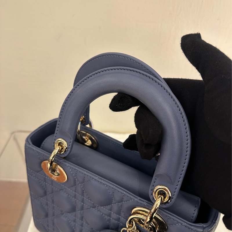 DIOR紫藍羊皮淡金5*4黛妃包 超好看💕-4
